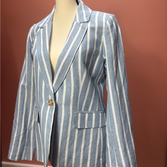 Philosophy Jackets & Blazers - Philosophy Blue & White Striped Linen Blend Blazer – Sz S